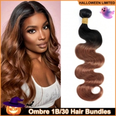 【Halloween Limited Sale】Ula Hair Ombre #1B/30 Straight / Body Wave Virgin Human Hair Extensions