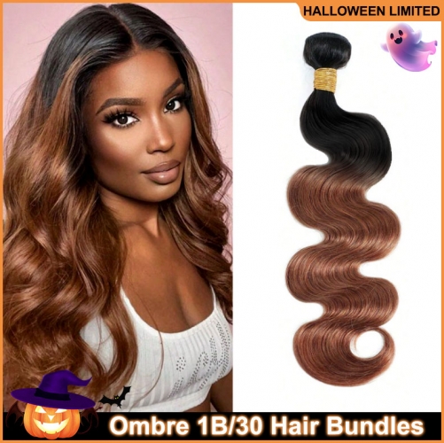 【Halloween Limited Sale】Ula Hair Ombre #1B/30 Straight / Body Wave Virgin Human Hair Extensions