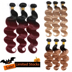 【Halloween Limited Sale】3PCS 10-16 Inch Ombre #1B/27 #1B/30 #1B/99J Color Straight Body Wave Virgin Hair Weave 100g/bundle ULH300