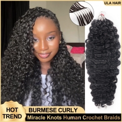 【Miracle Knots Crochet Braids】Burmese Curly Micro Ring Loop Crochet Soft Human Hair Extension For Black Women Protective Hairstyle 5rings/pack ULH239