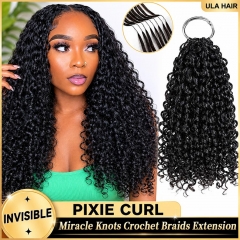 【Miracle Knots Crochet Braids】Pixie Curl Micro Ring Loop Crochet Soft Human Hair Extension For Black Women Protective Hairstyle 5pcs/pack ULH257