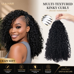 【 Miracle Knots Crochet Braids】Multi-Textured Kinky Curly Micro Ring Loop Crochet Soft Human Hair Extension For Black Women Protective Hairstyle 5ring