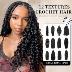 【Miracle Knots Crochet Braids】12 Textures Trending  Micro Ring Loop Miracle Knots Crochet Braids Human Hair For Black Women 5rings/pack(150g)