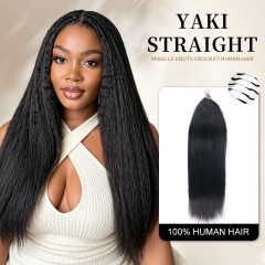 【Miracle Knots Crochet Braids】Yaki Straight Micro Ring Loop Crochet Soft Human Hair Extension For Black Women Protective Hairstyle 5pcs/pack ULH267
