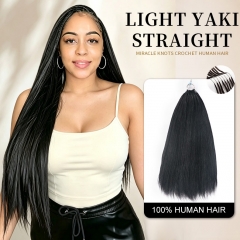 【Miracle Knots Crochet Braids】Light Yaki Straight Micro Ring Loop Crochet Soft Human Hair Extension For Black Women Protective Hairstyle 5rings/pack U
