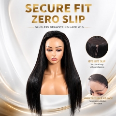 【ZERO SLIP GLUELESS WIG】Upgraded Glueless Lace Wig Drawstring Band HD Lace Quick Install Bye Bye Slip ULH298