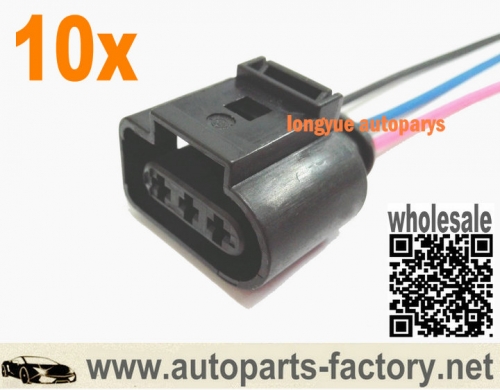 longyue 10pcs 3Pin Camshaft Position Sensor Pigtail Plug 1J0973723 99-05 VW Jetta Golf Beetle 6"