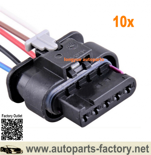 Longyue 10x Mass Air Flow Sensor MAF Harness 5 PIN Connector Wire 4F0973705 for VW Audi 6"