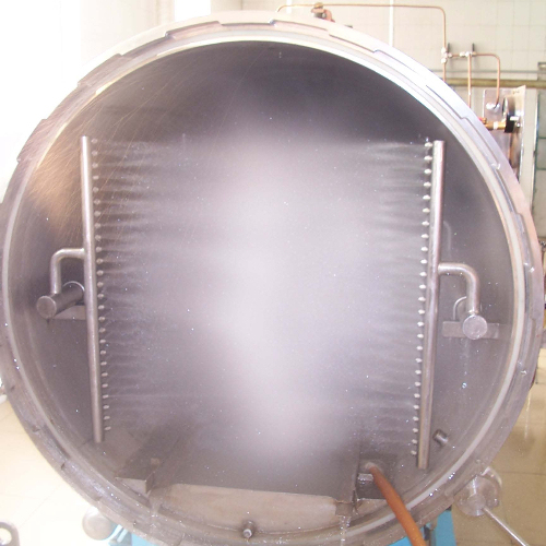 Autoclave de rociado de agua hacia los laterales