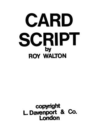 Card Script By Roy Walton