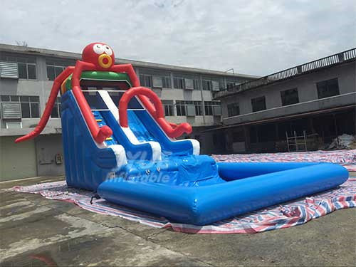 Large Summer PVC Kids Octopus Inflatable Water Slide With Pool