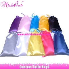 Silk Satin Hair Bags Drawstring Package Hair Bundles Wigs Packing