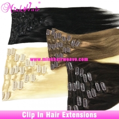 Clip In Hair Extensions Mink Hair Color 1B #2 #8 #613 Blonde #27 #18 #60 8Pieces 120gram/Set 100% Brazilian Clip Hair
