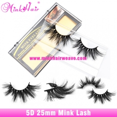 25mm 5D Mink Lash Thick soft Natural Handmade Lashes Mink Eyelash Vendors