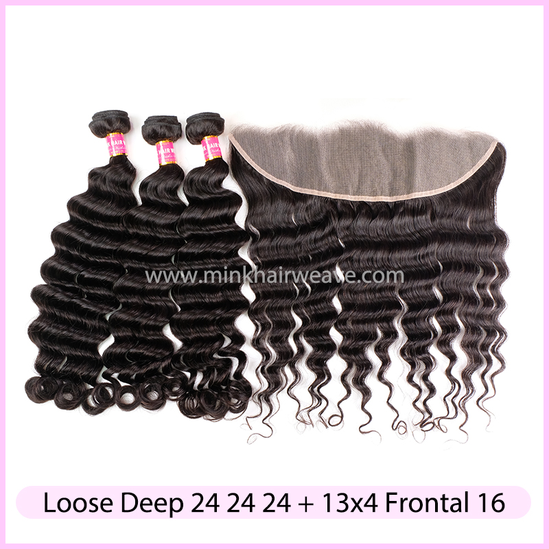 Loose Deep Wave Frontal And Loose Deep Wave Closure Wig 45cm