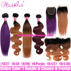 Shop Three Tone Hair And Two Tone Human Hair Ombre Hair Bundles Ombre Lace Frontal Closures