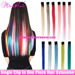 One Piece Single Clip In Hair Extensions 100% Human Hair 45cm 18inch Silky Straight Ombre Color Hair