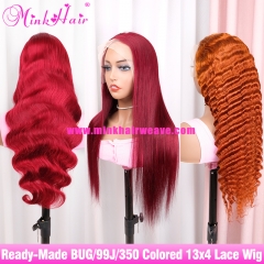 Ready-Made10A #99J #350 #BUG Treansparent 13x4 Lace Front Wig 150% Density Colored Wig (Ready to Ship)