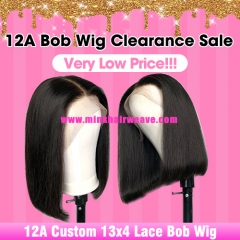 Clearance Sale! Custom 12A Brown Lace Bob Wig 13x4 Full Frontal Bob Wig 150% 180% Density Human Raw Hair Wigs (Ready to Ship)