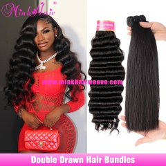 Double Drawn Hair Bundles Top Quality Mink Brazilian Hair Soft And Smooth