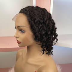FLASH SALE 070 #1B Color 10inch Deep Wave Brown 13x6 Lace Front Wig(Sales products, do not accept refund/return)