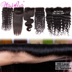 HD Lace 4x4 5x5 6x6 7x7 13x4 13x6 Lace Frontal Closure 150% Density Wholesale Mink Brazilian Hair