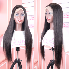 FLASH SALE 034 #1B Color 20inch Silky Straight Transparent 13x6 Lace Front Wig 180% Density(Sales products, do not accept refund/return)