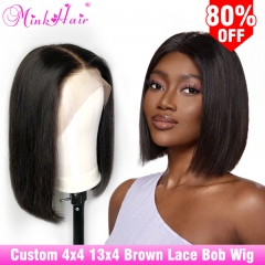 SALE Brown Lace Bob Wig 4x4 13x4 Lace 180% Density (Sales products, do not accept refund/return))