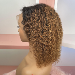 FLASH SALE 087 #1B/30 Color 12inch Deep Curly Brown 13x4 Lace Bob Wig 180% Density(Sales products, do not accept refund/return)