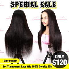 SPECIAL SALE 22inch Straight 13x4 Transparent Lace Front Wig 180% Density (Sales products, do not accept refund/return)