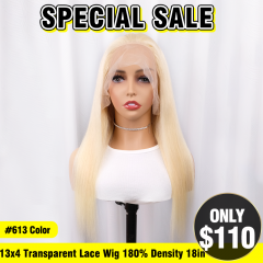 SPECIAL SALE #613 Color 18inch Straight 13x4 Lace Front Wig 180% Density (Sales products, do not accept refund/return)