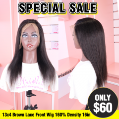 SPECIAL SALE 16inch Straight 13x4 Brown Lace Front Wig 160% Density (Sales products, do not accept refund/return)