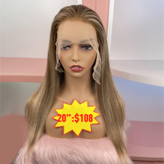 FLASH SALE 015 #6/6/613 Color 20inch Silky Straight Transparent 13x6 Lace Frontal Wig 180% Density(Sales products, do not accept refund/return)