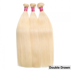 Double Drawn Blonde Hair Bundle #613 Straight Hair Top Quality Wholesale Hair Weave