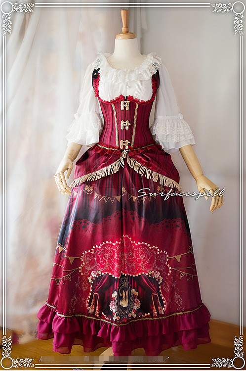 Wine long skirt + overskirt