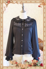 Infanta -Rose Garden- Embroidery Thick Chiffon Velvet Lining Lolita Winter Blouse