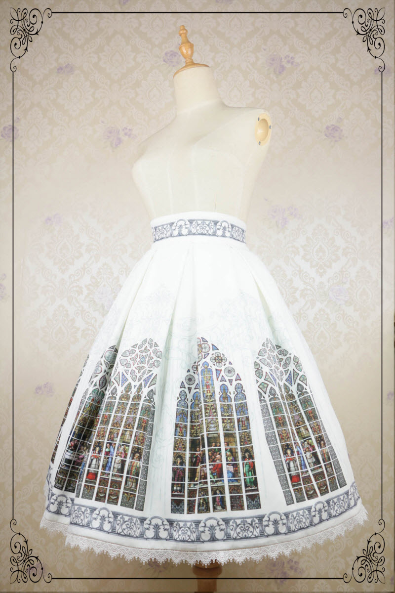 AcYutHorizon -Immortals- Gothic Stained Glass Printed Lolita Skirt