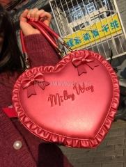 Milky Way Sweet Heart Shaped Embroidery Lolita Bag with 2 Cute Bows