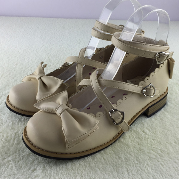 Beige & low heel