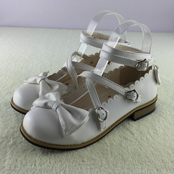 White & low heel