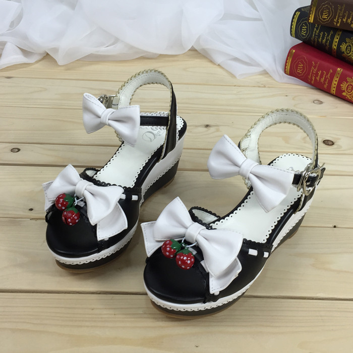 Black x White bows & 7.5cm heel + 3.5cm platform