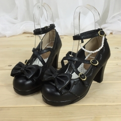 Sweet Cross Straps Beadchain Lolita Heels Shoes