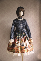 Proteus -Autumn Cats- Micro Velvet Long Sleeves Lolita OP Dress