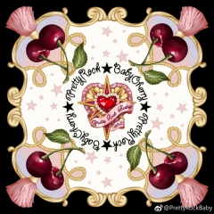 Pretty Rock Baby -Large Cherry- Lolita Square Scarf