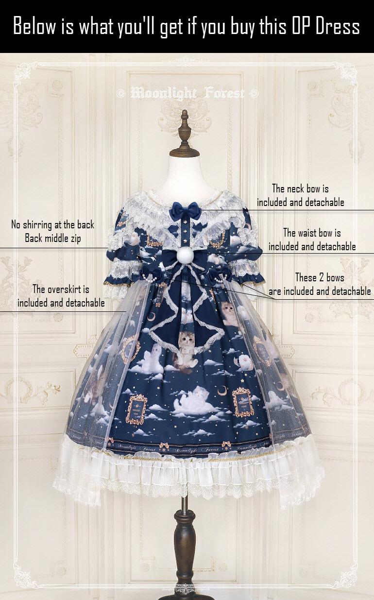 Moonlight Forest -Kittens in Cloud Kingdom- Lolita OP Dress