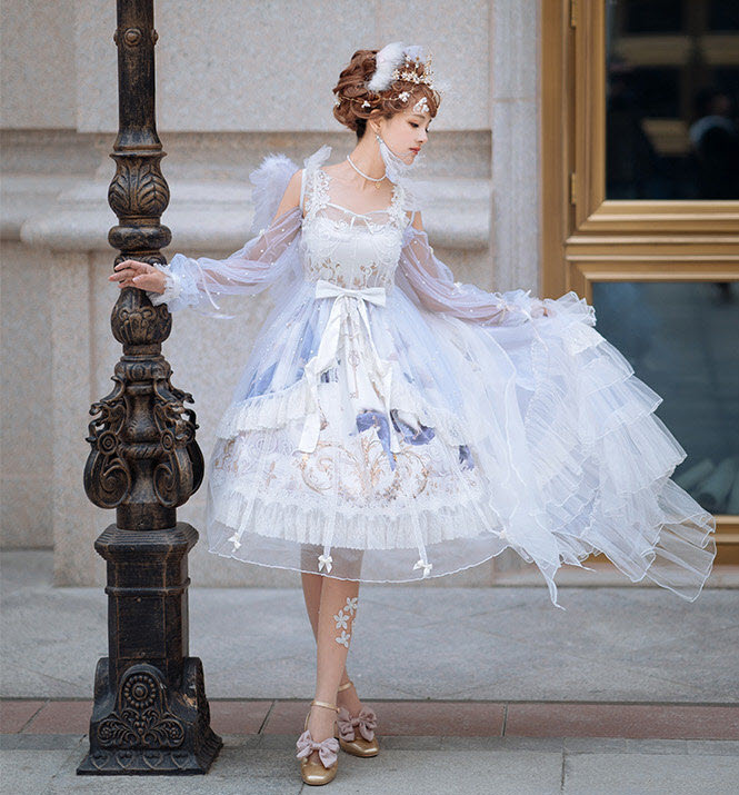 blue bird lace dress R-series -Blue Bird- Vintage Classic Lolita OP Dress