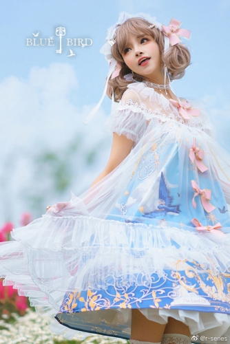 blue bird dress Vintage Inspired Girls Boutique Dress 5
