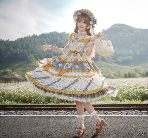 Classical Puppets -Romantic Field- Vintage Classic Lolita OP Dress