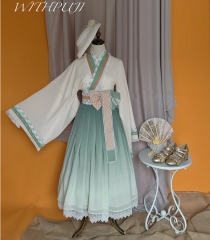 Withpuji -Song Cha Wa- Lolita Blouse and Jumper Dress Set