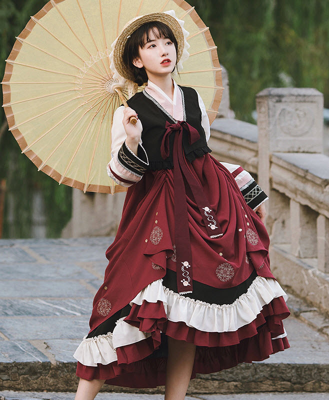 korean style jumper dress WithPuji -The Song of Magpie- Korean Style Lolita Top Wear and Jumper Dress  Set